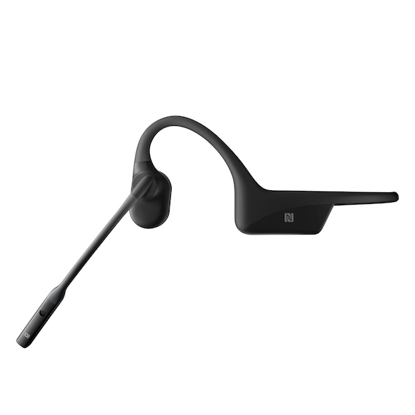shokz-opencomm-wireless-bluetooth-headphones-black Side view of SHOKZ OpenComm Wireless Bluetooth Headphones